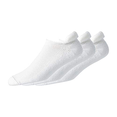 FootJoy Men's ComfortSof Roll-Top 3-Pack Socks, White, Fits Shoe Size 7-12