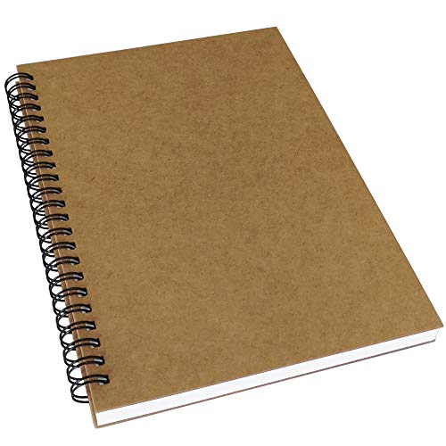 YUREE A5 Spiral Notebook Lined, 100gsm Thick Paper & Hard Kraft Cover, 60 Sheets (120 Pages), 8.35" x 5.9", Brown, 1 Pack