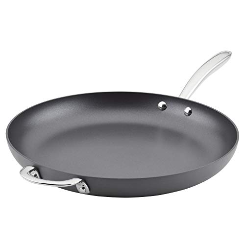 Rachael Ray 80089 Professional Hard Anodized Nonstick Frying/Fry Pan/Skillet with Helper Handle, 14 Inch - Gray