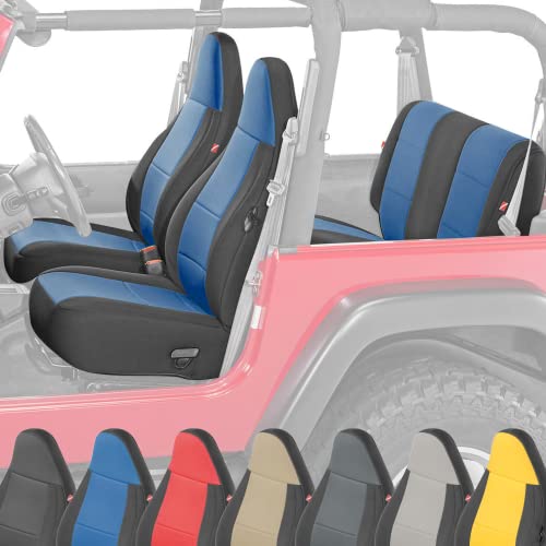 Diver Down Neoprene Seat Cover Set - Fits Jeep TJ 1997-2006 Wrangler - Front and Back Seat Set - Waterproof Custom Fit Seat Covers - Soft Padded Cushion Feel - Thermal Resistant - (Blue, 97-02)