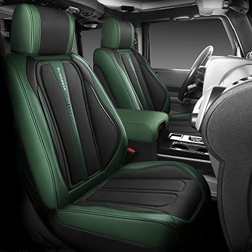 BLINGBEAR Faux Leather Custom Car Seat Covers Fit for 07-22 Jeep Wrangler JK/JL 2/4 Doors 4XE Sahara Unlimited Sport Snuggly Gladiator ((4 Door) 07-22 Full Set, Green)