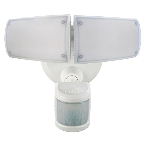 Defiant 180 White Motion Activated Outdoor Integrated LED Twin Head Flood Light with Adjustable Color Temperature