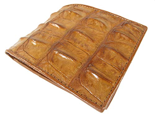 Pelgio Genuine Crocodile Alligator Backbone Skin Bifold Wallet (Tan Brown)