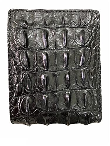 Viet Nam Black Double Side Genuine Real Alligator Hornback Leather Bi-fold Men's Wallet ,Handmade Crocodile Leather Wallet Men, XL
