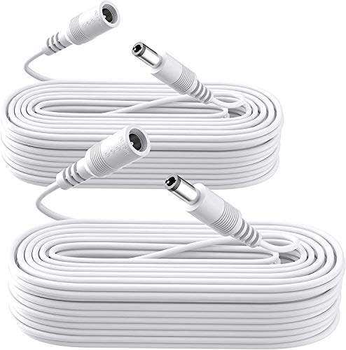 2 Pack 33ft/10M Power Extension Cable, 2PCS DC 12V Power Adapter Extension Cord 2.1mm x 5.5mm, Compatible with 12V DC Adapter Power Supply or Wall Charger for CCTV Security Camera IP Camera(White)
