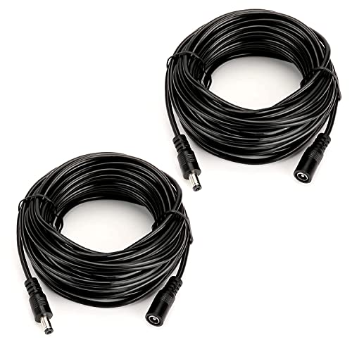 Tnuocke 2PCS 33FT(10m) 12V DC Extension Cable,5.5mm x 2.1mm DC Power Adapter Extension Cord Black for Printers/CCTV Security Camera/Routers H-M-028