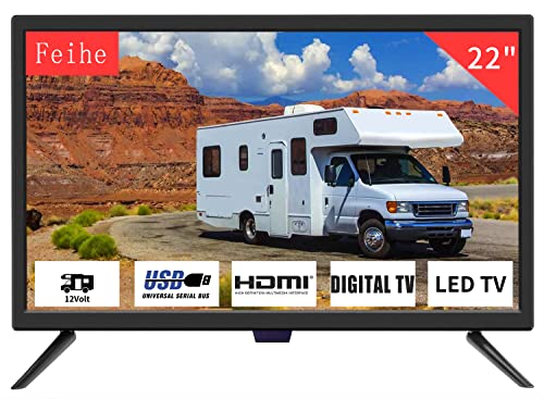 Feihe 22 Inch TV, 1080p LED Widescreen HDTV with Digital ATSC Tuners, 22 Inch Flat Screen TV with HDMI, VGA, RCA, USB for Kitchen, RV, Bedroom, Caravan