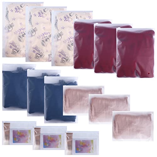 COSHEHKG 15Pcs Travel Storage Bags Zip Lock Bags, Packing Bags Space Saving for Luggage Organiser Clothes Suitcase Makeup Shoes Hospital Bag Clear Frosted Reusable Plastic Bag (5 Sizes)