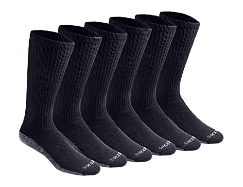 Dickies Men's Multi-Pack Dri-Tech Moisture Control Boot-Length Socks, Black (6 Pairs), Shoe Size: 6-12