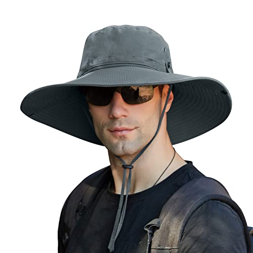 Oversize XXL Sun Hat for Men,UPF50+Waterproof Wide-Brim Boonie-Hat Sun-Hat Fishing-Hat for Safari Hiking Beach Garden