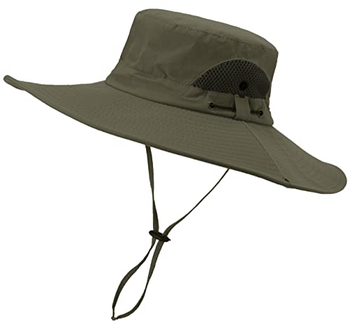 Men Sun Hat Outdoor Bucket Mesh Wide Brim Boonie Hat UV Sun Protection Fishing Hiking Hats