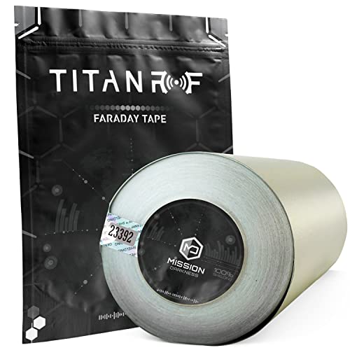 Mission Darkness TitanRF Faraday Tape // High-Shielding Conductive Adhesive Tape Roll Used to Connect TitanRF Fabric Sheets or Seal RF Enclosures // 10 inch W x 164 feet L (25.4cm x 50m)