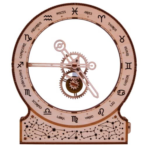 Wood Trick Zodiac Kinetic Clock 3D Wooden Puzzles for Adults and Kids to Build - Magic Mechanism Aesthetic Design - Model Kits for Adults - Engineering DIY Wooden Models for Adults to Build