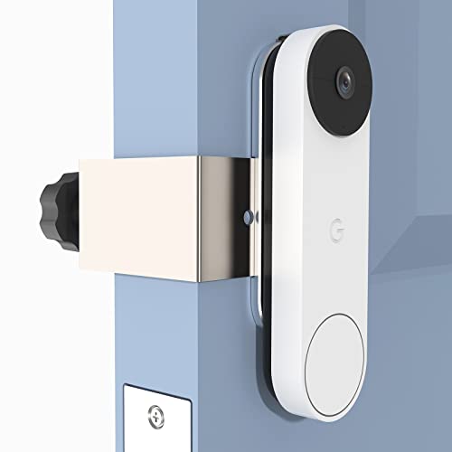 VMEI Anti-Theft Doorbell Mount Design for Google Nest Doorbell (Battery),No Drill,Not Rust, Not Block Doorbell Sensor, Metal Doorbell Door Mount for Home Apartment Office Room Renters-Silver