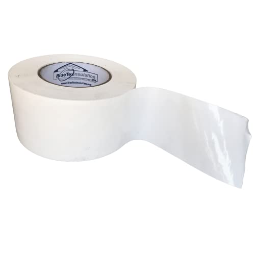 BlueTex Insulation 3'' Wide x 180' Long White Vapor Barrier Tape - 1 roll Waterproofing and Great for Crawlspaces, Repair, Underlayment Seams, Metal Building Seams, Excellent Air Barrier