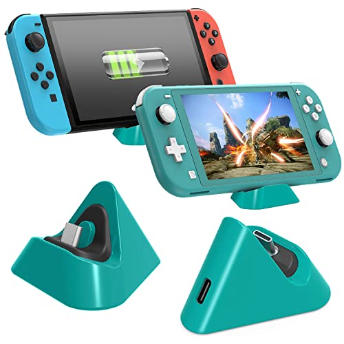 Charging Dock Compatible with Nintendo Switch/Switch Lite/Switch OLED Model, Compact Charger Stand Station with Type C Port Compatible with Nintendo Switch Lite 2019 / Switch OLED Model(Green)