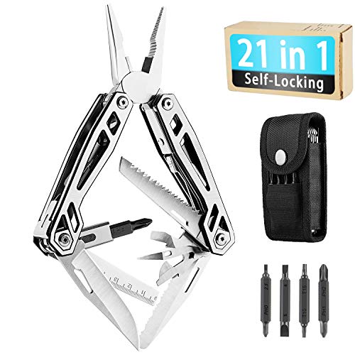 WETOLS 21-in-1 Multi-Pliers, Multi-Tools, Foldable and Self-Locking, with Hard Stainless Steel, Multitool Used as Pliers, Knife, Bottle Opener, Screwdriver, Sickle etc, WE-182