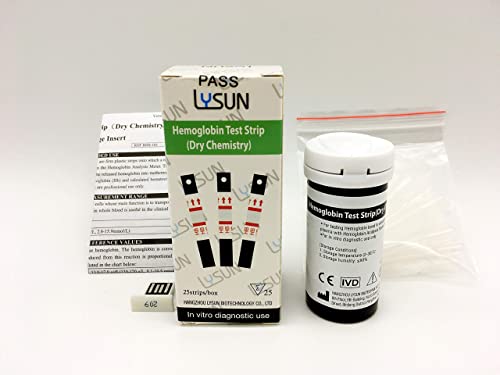 Lysun HBS-101 Hemoglobin Test Strips 25pcs with 25pcs Capillary Tubes
