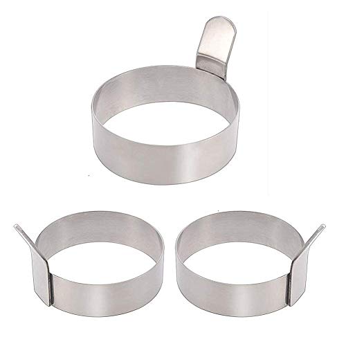 Egg Ring,3 Inch Stainless Steel Omelet Mold Pancake Ring Metal Kitchen Cooking Tool (3 Pack)