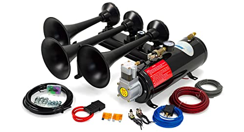 HornBlasters Flatlaw 3-Liter Train Horn Kit, All-In-One Air System - Easy Install - Big Sound
