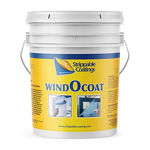 Strippable Coatings - Windocoat 4880 - Peelable Coating with Blue Tint - Temporary Protective Liquid Masking Film - Water Resistant - for Windows, Floors, and Non-Porous Surfaces - 5 Gallon Pail