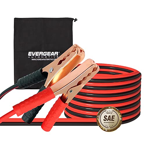 EVERGEAR Jumper Cables 10 Gauge 12 FT, Jumper Cable for Car Battery, Heavy Duty Automotive Booster Cables for Jump Starting Dead or Weak Batteries with Carrying Bag Included