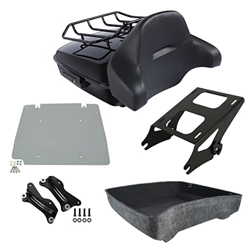 Vivid Black Chopped Tour Pack Set w/Luggage Rack Mount Rack fits for Harley Touring Road King, Road Glide, Street Glide, Electra Glide Standard, and Select CVO 2014-2022