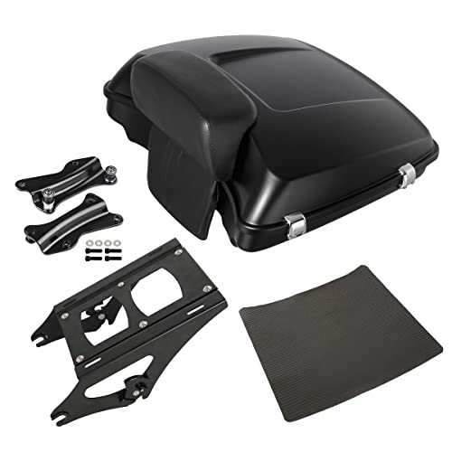 TCT-MOTORPARTS 5.5" Razor Tour Pack+2-UP Mounting Rack &Backrest &4 Point Docking Hardware Kit Fit For Harley 2014-2023 Road King, Electra Glide, Street Glide FLHX Special, CVO Limited FLHTKSE