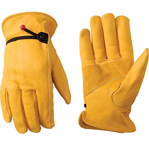 Wells Lamont mens Leather Work Gloves with Wrist Closure DIY Yardwork Construction Motorcycle Large Wells Lamont, Saddletan, Large Pack of 1 US