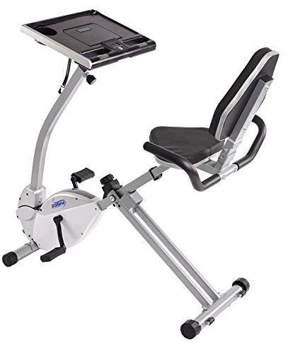 Stamina 2-in-1 Recumbent Exercise Bike - Fitness Bike with Workstation and Standing Desk - Stationary Bike for Home Workout - Up to 250 Weight Capacity