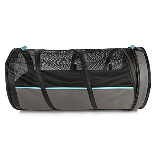 Sherpa Pet Tube Tunnel Pet Carrier, Soft-Sided Portable Popup Car Kennel for Dogs & Cats - Lightweight, Claw-Resistant Fabric, Mesh Panels, Washable - Black & Gray, One Size