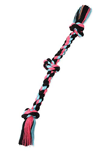 Mammoth Flossy Chews Rope Tug  Premium Cotton-Poly Tug Toy for Dogs  Interactive Rope Toy (Colors May Vary)