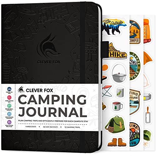 Clever Fox Camping Journal  Camper Log Book & RV Trip Planner  Outdoor Camp Journal & Adventure Travel Notebook  12 Trips Total, 8 Pages per Trip  Hardcover, A5 Size (Black)