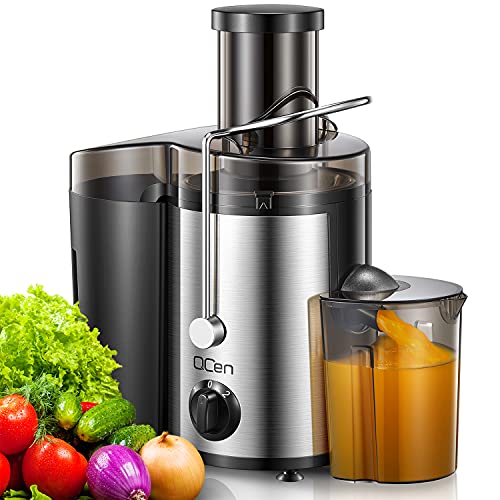 Juicer Machine, 500W Centrifugal Juicer Extractor with Wide Mouth 3 Feed Chute for Fruit Vegetable, Easy to Clean, Stainless Steel, BPA-free (Black)