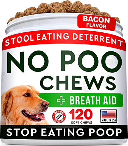 STRELLALAB No Poo Treats for Dogs - Coprophagia Stool Eating Deterrent - No Poop Eating for Dogs - Digestive Enzymes - Gut Health & Immune Support - Stop Eating Poop - Bacon Flavor 120 Chews