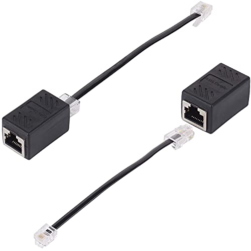 Phone Ethernet Adapter, Vcall RJ45 RJ11 Adapter,RJ45 to RJ11 Adapter, RJ11 Male to RJ45 Female Coupler, RJ45 to RJ11 Cable,Ethernet RJ45 8P8C to Phone Cord Line RJ11 6P4C Converter (2Pack,Black)