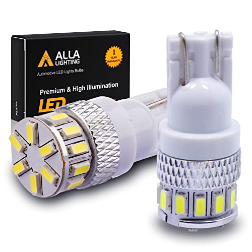 Alla Lighting Newest T10 Wedge 194 168 2825 W5W LED Bulbs, 6000K White License, Reverse, Trunk, Marker, Parking, Door, Map, Dome Lights Lamps, 360 Light 4014 18-SMD Xtremely Super Bright 558 161 175