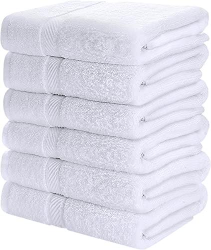 Utopia Towels 6 Pack Medium Bath Towel Set, 100% Ring Spun Cotton (24 x 48 Inches) Lightweight and Highly Absorbent Quick Drying Towels, Premium Towels for Hotel, Spa and Bathroom (White)