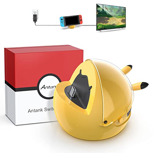Antank Switch TV Dock Station Compatible with Nintendo Switch/Switch OLED, Portable Switch Dock 4K HDMI Adapter/2 USB 3.0 Port/Type C Port, Replacement Charging Dock for Official Switch Yellow