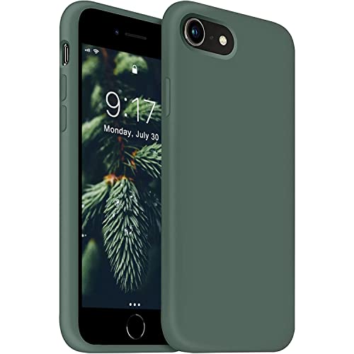 OuXul iPhone SE 2022 Case, iPhone SE 2020 Phone case, iPhone 7/8 case Liquid Silicone Gel Rubber Phone Case, iPhone SE/8/7 4.7" Full Body Slim Soft Microfiber Lining Protective Case(Forest Green)