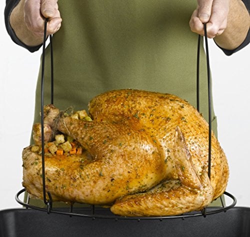 Nifty Non-Stick Gourmet Turkey Lifter  Easy-Grip Detachable Handles, Up to 30 Pound Roast, Dishwasher Safe, Heavy-Duty Design for Goose, Turkey, Ham, or Roast