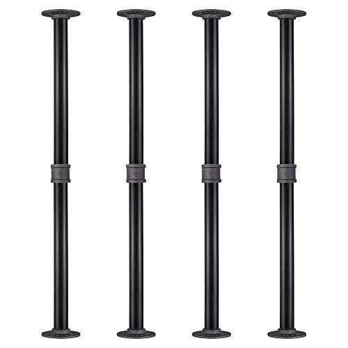 MUZIK 4 Pack Industrial Pipe Table Leg Set, Iron Base Legs for Coffee & End Tables, Desks, Nightstand - Custom Vintage Tables and Furniture Decorations (28  1 inch)