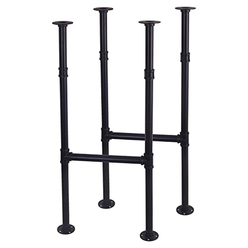 MUZIK 38 Inch Metal Table Legs, Black Painted Industrial Pipe Counter Bar Height Table Leg, 1 in Pipe, 38 in H x 14 in W, 2 Pack