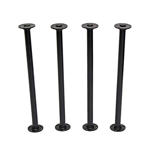 7Penn Metal Table Leg Set, 4pc - 18in Black Pipe Wrought Iron Coffee Table Furniture Legs Vintage Industrial Bench Pipes