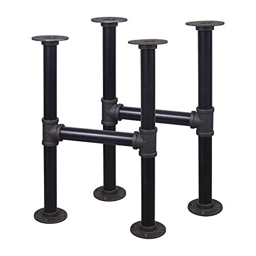 Niubid 2 Pcs 16 Inch Industrial Table Leg Set, Grey Steel Metal Pipes Vintage Furniture for Coffee and End Table Legs