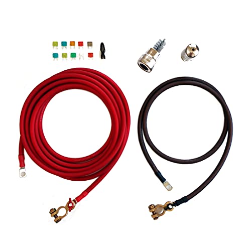 Made in USA Battery Relocation Kit, 4 AWG Cable, Top Post 20 FT RED/ 5 FT Black,