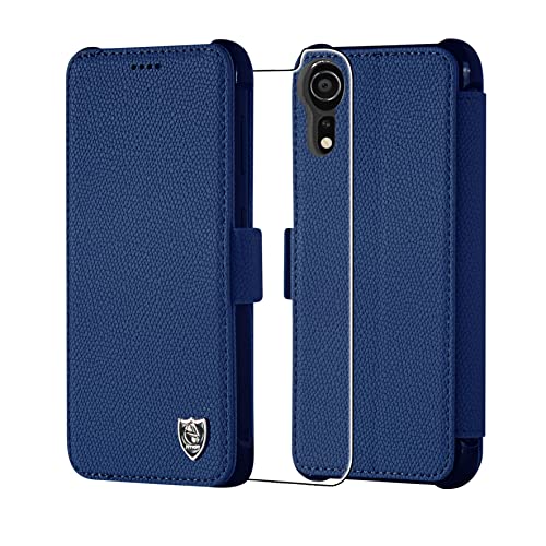 PYTWOPY Wallet Case for iPhone XR [Credit Card Holder],[RFID Blocking], Shockproof Leather Flip Phone Case with Screen Protector Magnetic Clasp Kickstand Protective Cover,Apple XR,Dark Blue