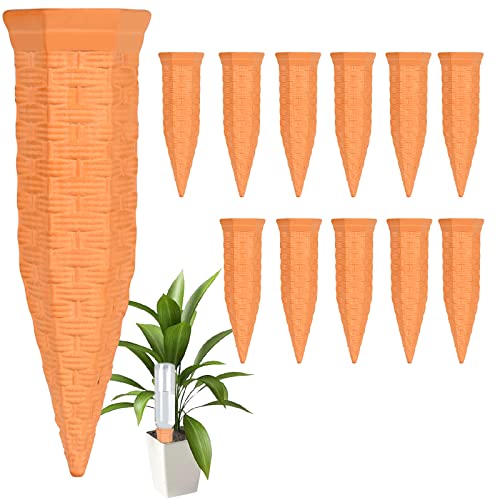 Baxrou Plant Self Watering Stakes 12 Pack Terracotta Watering Spikes for Indoor and Outdoor Plants,Wine Bottle Plant Watering Devices, Automatic Plant Waterers for Vacation
