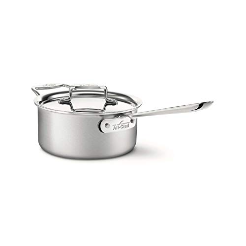 All-Clad D5 5-Ply Stainless Steel Sauce Pan with Lid 3 Quart Induction Oven Broil Safe 600F Pots and Pans, Cookware