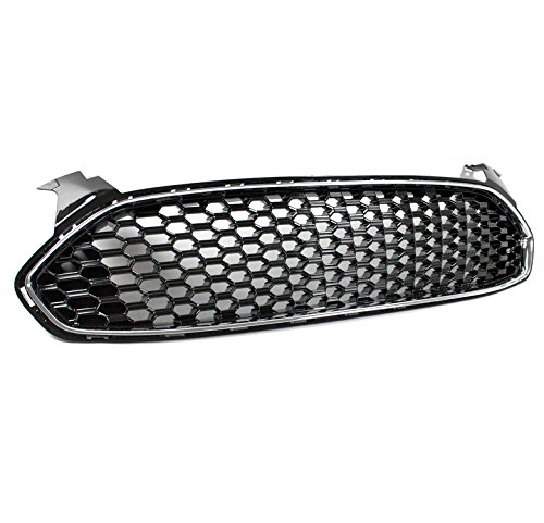 ZMAUTOPARTS Honeycomb Mesh Style Upper Hood Grille Grill Gloss Black For 2013-2016 Ford Fusion